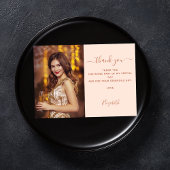 Verjaardags perzik roos gouden foto dank u kaart