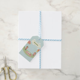 Verjaardags Picknick, Schattige Retro Stijl, Cadeaulabel