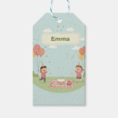 Verjaardags Picknick, Schattige Retro Stijl, Cadeaulabel (Voorkant)
