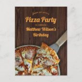 Verjaardags Pizza Feestje Rustieke Houten Ansichtk Briefkaart (Voorkant)