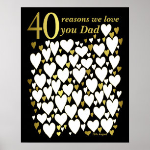 Verjaardags poster voor vader 40 jaar - 40 Redenen