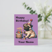 Verjaardags Pug Groet Briefkaart (Staand voorkant)