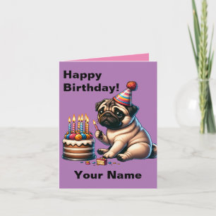 Verjaardags Pug Groet Kaart