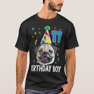 Verjaardags Pug Jongen 11 T-shirt