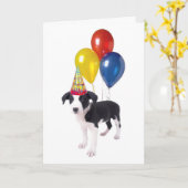 verjaardags puppy kaart (Gele Bloem)