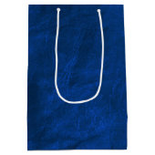 Verjaardags QR-code op blauwe leer Medium Cadeauzakje (Achterkant)