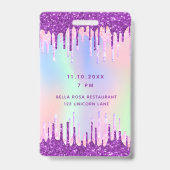 Verjaardags regenboog glitters purper VIP uitnodig Badge (Achterkant)