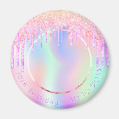 Verjaardags regenboog glittersprenkels op maat fot magneet (Voorkant)