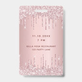 Verjaardags roze glitters drijft vip uitnodiging badge (Achterkant)