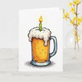 Verjaardags Schuimige Drank Kaart (Gele Bloem)