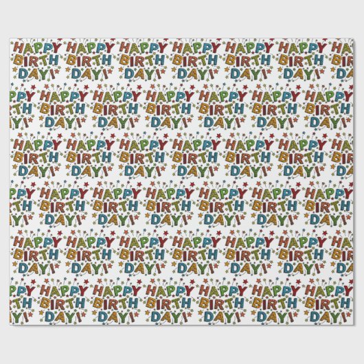 Verjaardags Script Cadeaupapier (Vlak)