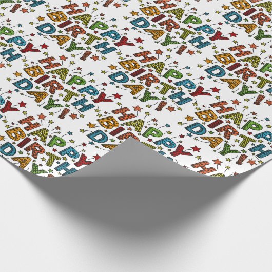 Verjaardags Script Cadeaupapier (Hoek)