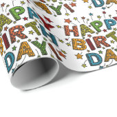 Verjaardags Script Cadeaupapier (Rol Hoek)