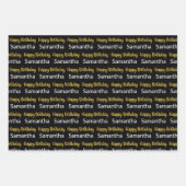 Verjaardags Script Gold Zwart en Wit Naam Inpakpapier Vel (Voorkant 2)