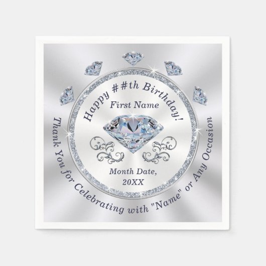 Verjaardags servetten gepersonaliseerd, cocktail o (Voorkant)