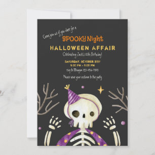 Verjaardags Skelet Halloween Feest Uitnodiging