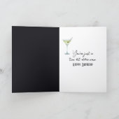 Verjaardags Stick Figure Meisje met Martini Kaart (Binnen)