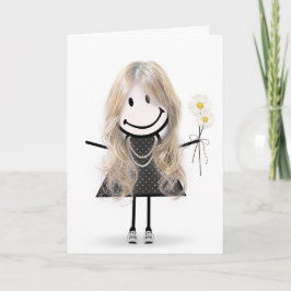 Verjaardags Stick Figure Meisje voor Vriend Kaart