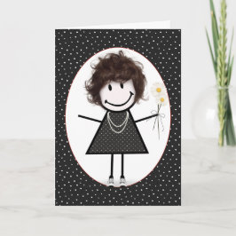 Verjaardags Stick Figure Meisje voor Vriendin Kaart