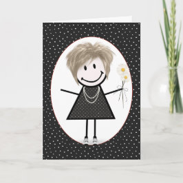 Verjaardags Stick Figure Meisje voor Vriendin Kaart