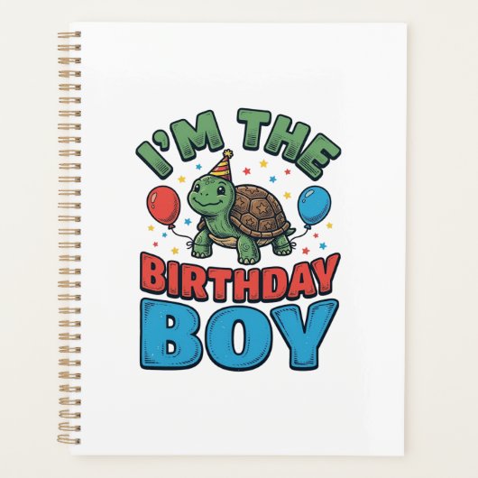 Verjaardags T-shirt Ontwerp met Schildpad Vintage Planner (Voorkant)