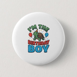 Verjaardags T-shirt Ontwerp met Schildpad Vintage Ronde Button 5,7 Cm