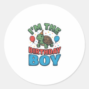Verjaardags T-shirt Ontwerp met Schildpad Vintage  Ronde Sticker