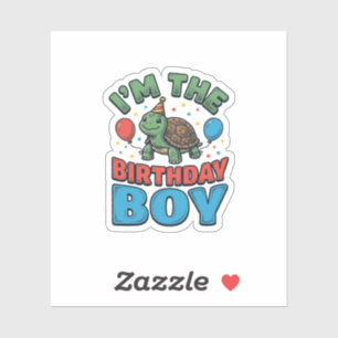 Verjaardags T-shirt Ontwerp met Schildpad Vintage  Sticker