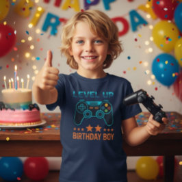 Verjaardags T-Shirt voor gamer jongens - Level Up