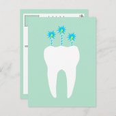 Verjaardags Tand met Kaarsen Uitnodiging Briefkaart (Voorkant / Achterkant)