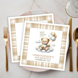 Verjaardags Teddybeer Gouden Ballon Tafelservet Ki Servet