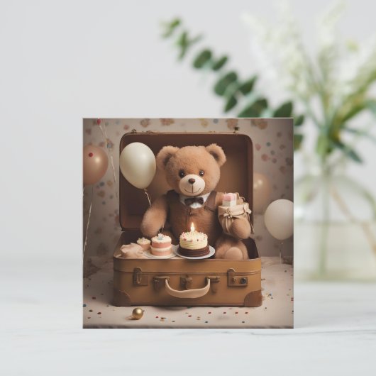 Verjaardags teddybeer kaart (Staand voorkant)