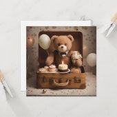 Verjaardags teddybeer kaart (Voorkant / Achterkant in situ)