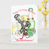 Verjaardags Teddybeer Kaart (Gele Bloem)