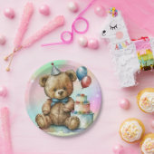 Verjaardags-Teddybeer Papieren Bordje (Feest)