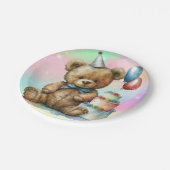 Verjaardags-Teddybeer Papieren Bordje (Gekanteld)