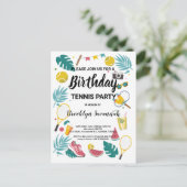 Verjaardags tennisfeest Zomer Splash Briefkaart (Staand voorkant)