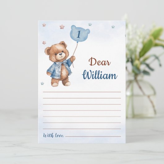 Verjaardags Tijdcapsule Berichtkaart van Blauwe Be Kaart (Staand voorkant)