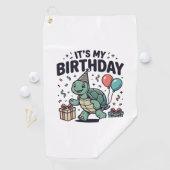 Verjaardags Turtle-feest Vectorontwerp_1 Golfhanddoek (Insitu)