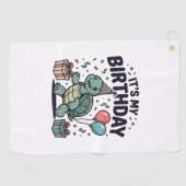 Verjaardags Turtle-feest Vectorontwerp_1 Golfhanddoek (Horizontaal)