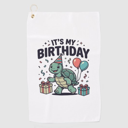 Verjaardags Turtle-feest Vectorontwerp_1 Golfhanddoek (Voorkant)