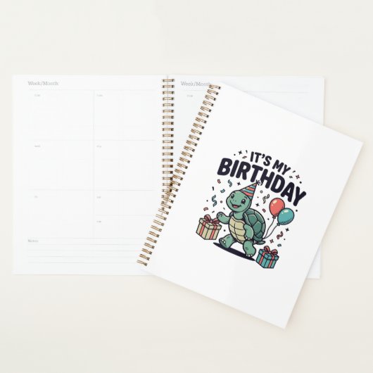 Verjaardags Turtle-feest Vectorontwerp_1 Planner (Display)