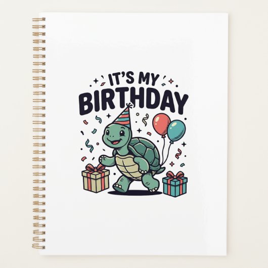 Verjaardags Turtle-feest Vectorontwerp_1 Planner (Voorkant)