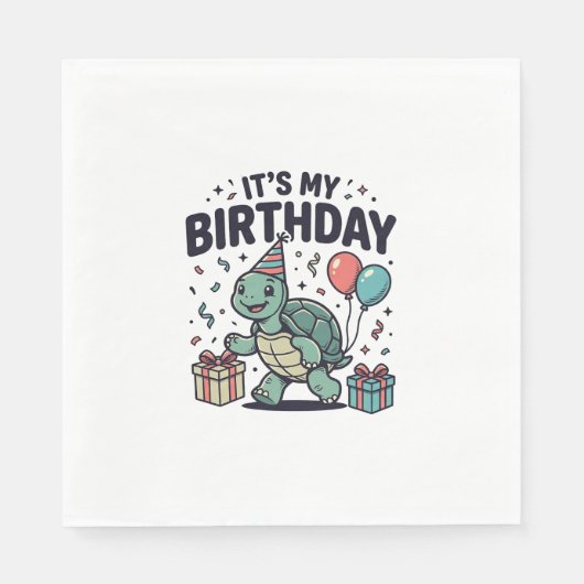 Verjaardags Turtle-feest Vectorontwerp_1 Servet (Voorkant)