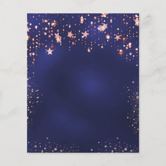 Verjaardags uitnodiging in navyblauw met roos goud (Achterkant)