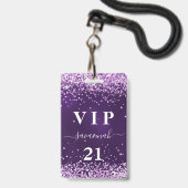 Verjaardags uitnodiging paarse roze vip badge (Voorzijde met lanyard)