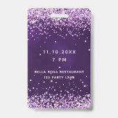 Verjaardags uitnodiging paarse roze vip badge (Achterkant)