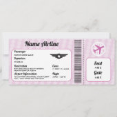 Verjaardags uitnodiging vliegtuig ticket feest roz (Voorkant)