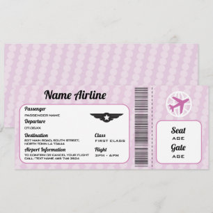 Verjaardags uitnodiging vliegtuig ticket feest roz