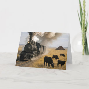 Verjaardags Vintage locomotief trein Kaart